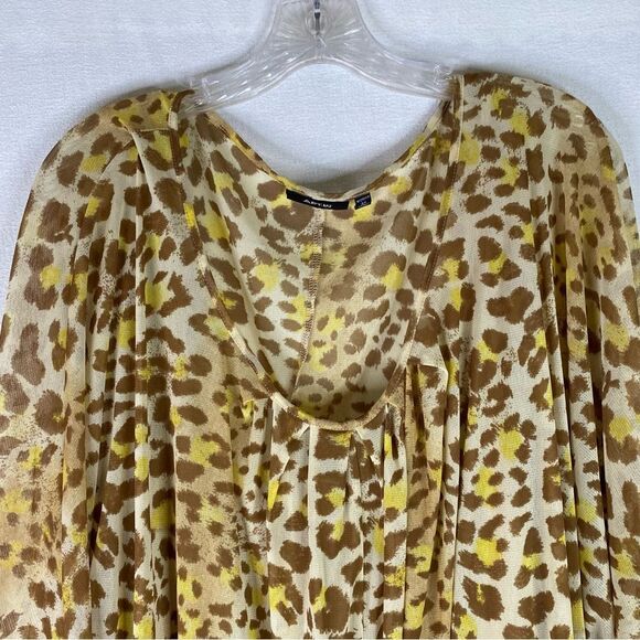 Apt 9 Top Women’s Yellow Brown Animal Print Sheer Overlay Camisole 3X Elastic - Picture 3 of 8